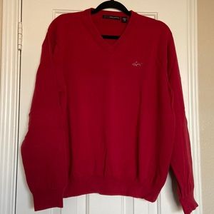 Greg Norman Mens Red V-neck Sweater size L